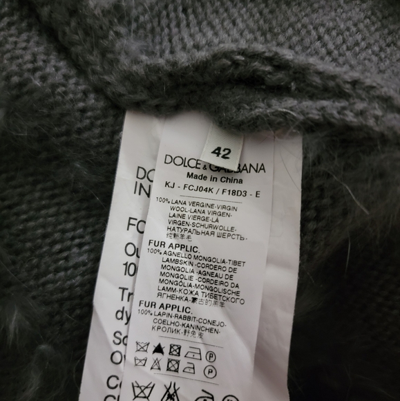 Dolce & Gabbana Grey Wool and Tibetan Lamb Fur Wrap Jacket 42 6 - Picture 7 of 8